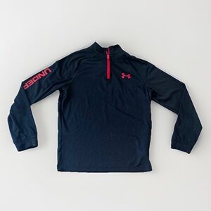 Under Armour Sz YLG Boys 1/4 Zip Pullover Loose HeatGear Long Sleeve Youth Large